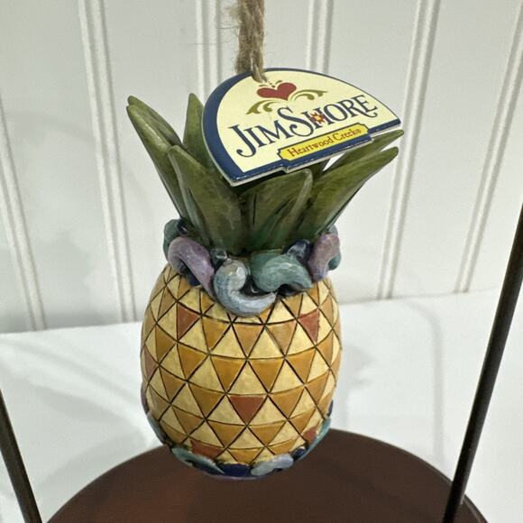 Jim Shore Pineapple Ornament Christmas/ Walnut Stand Included - Picture 3 of 4